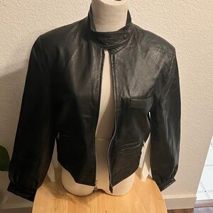 Elegant Black Leather Women's Jacket